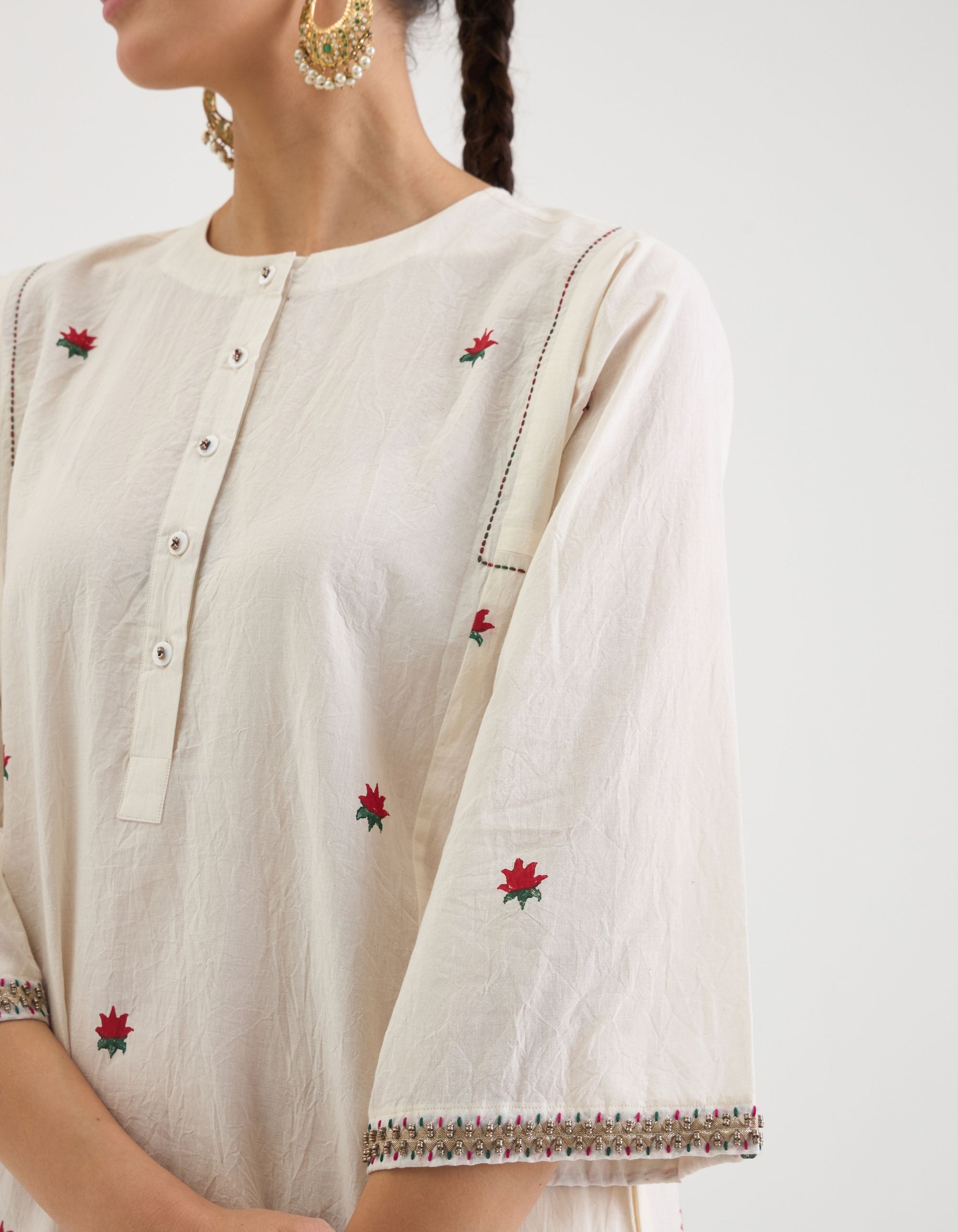 Off White Lotus Kalidaar Sukhi Kurta Set