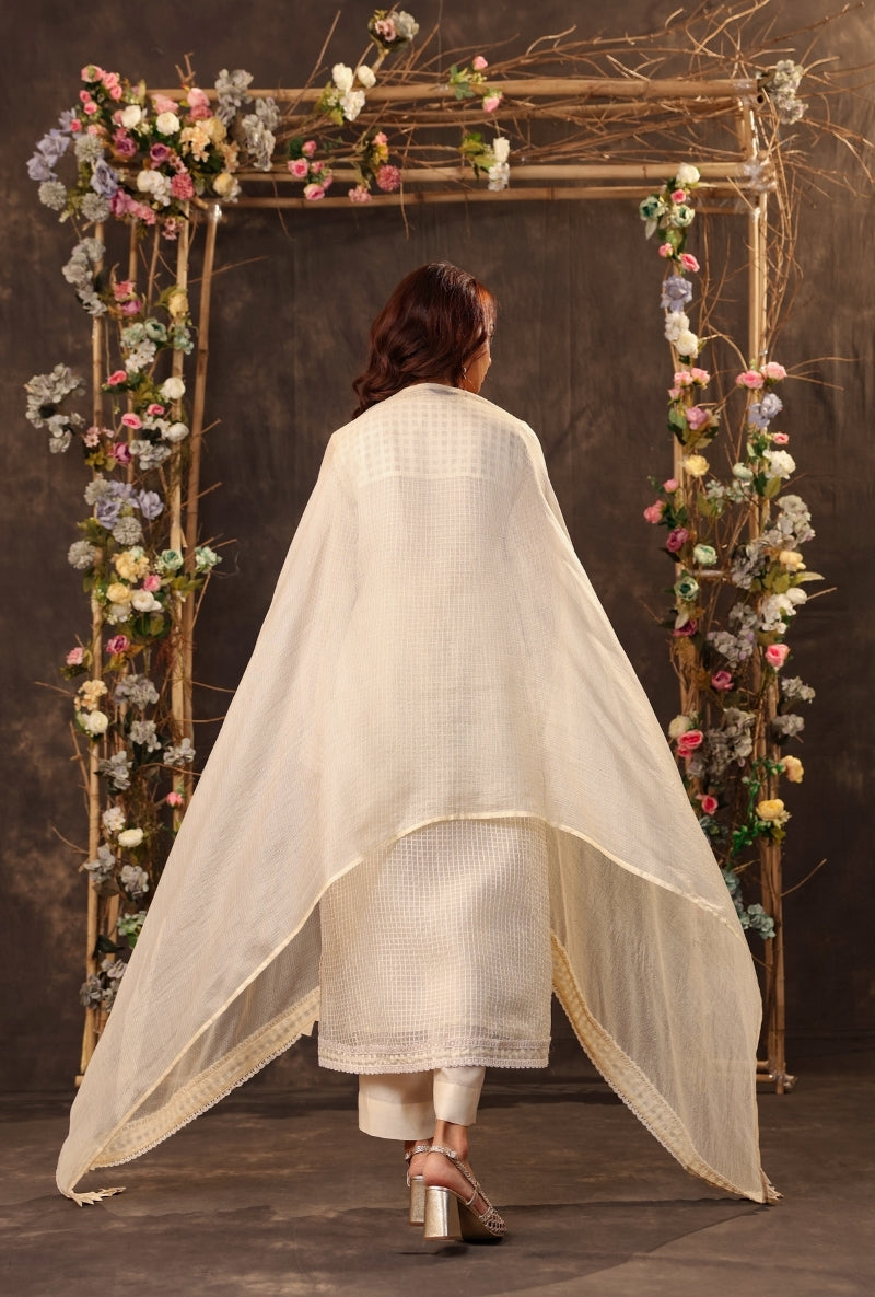 Ivory Straight Long Saaz Kurta Set