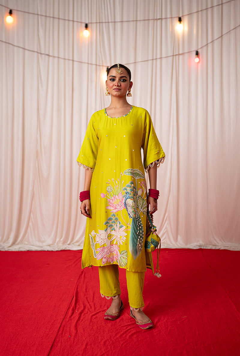 Lime Printed Oversize Kamli 2.0 Kurta Set