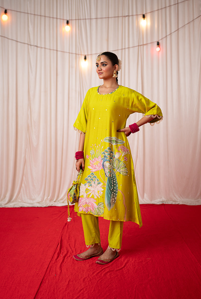 Lime Printed Oversize Kamli 2.0 Kurta Set