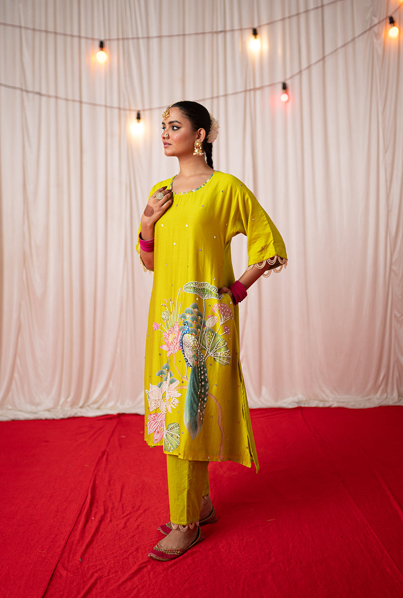 Lime Printed Oversize Kamli 2.0 Kurta Set
