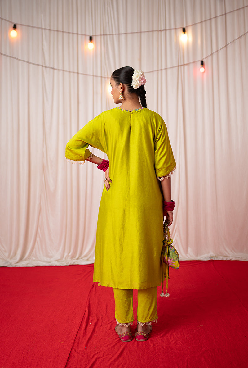 Lime Printed Oversize Kamli 2.0 Kurta Set