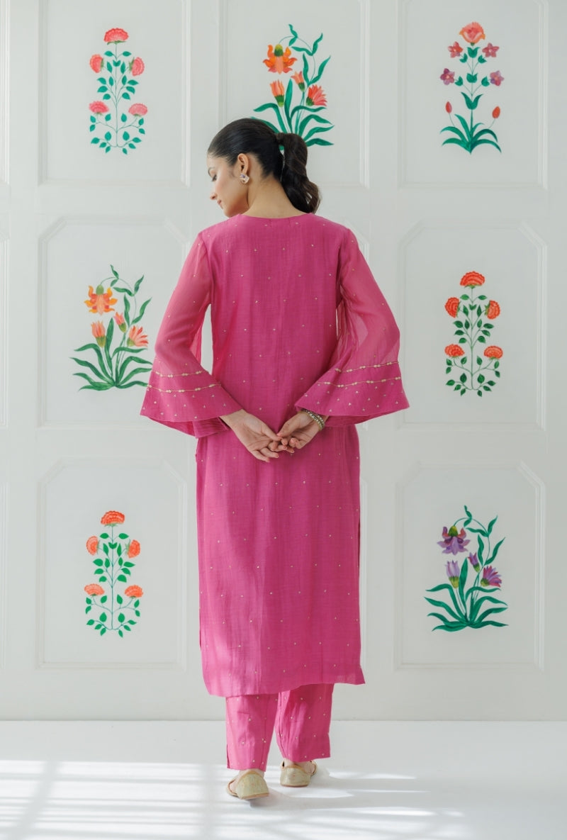 Mauve Pitta Work Yoke Baani Kurta Set