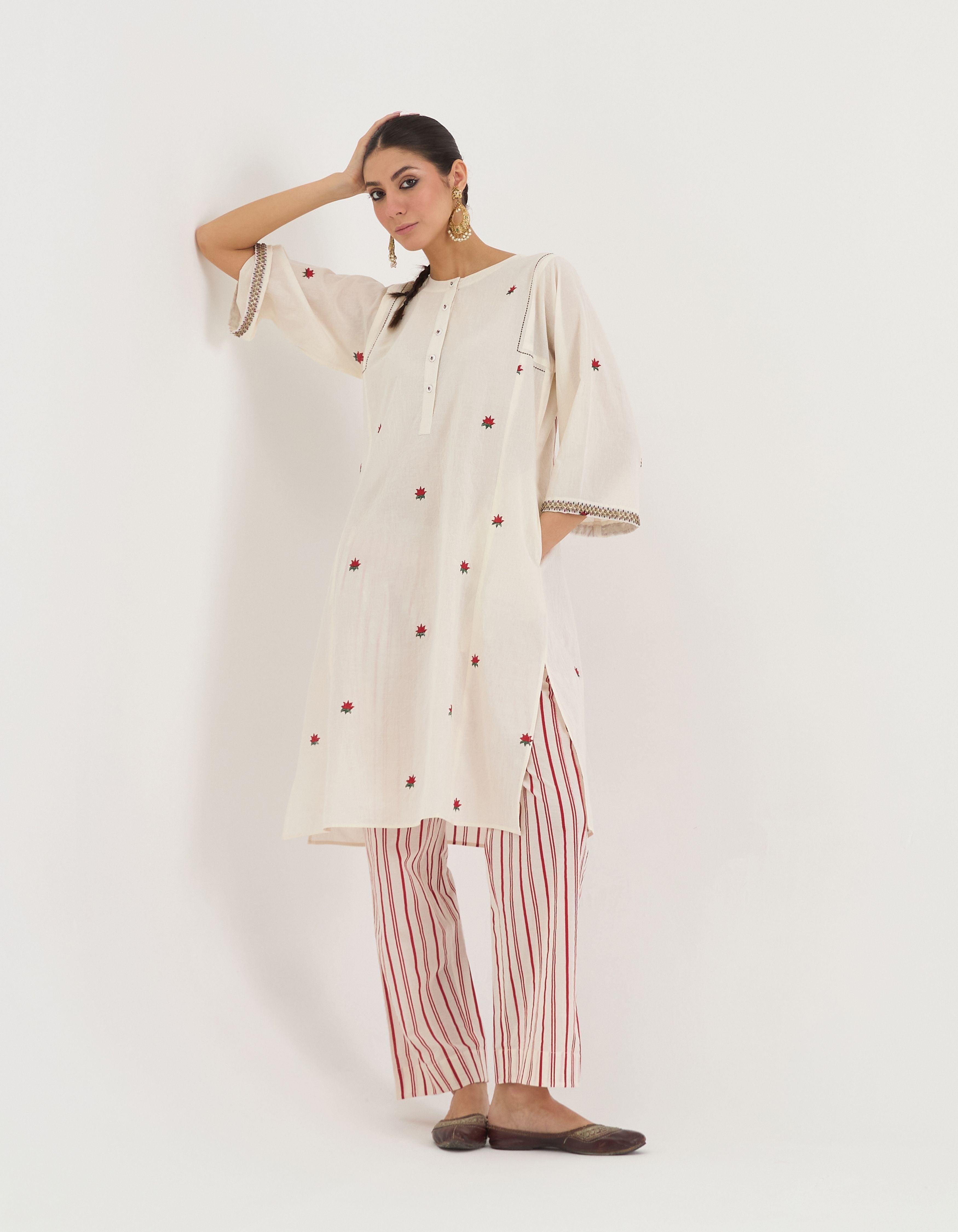 Off White Lotus Kalidaar Sukhi Kurta Set