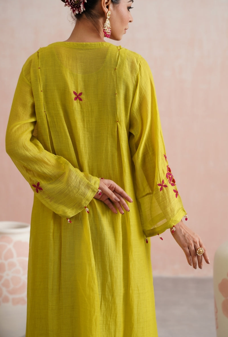 Lime Green Beadwork Prisha Kurta Set