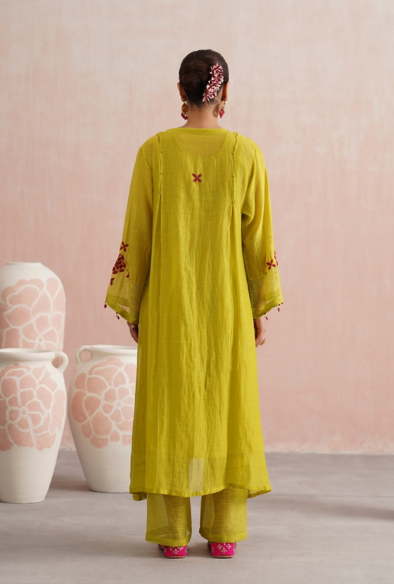 Lime Green Beadwork Prisha Kurta Set
