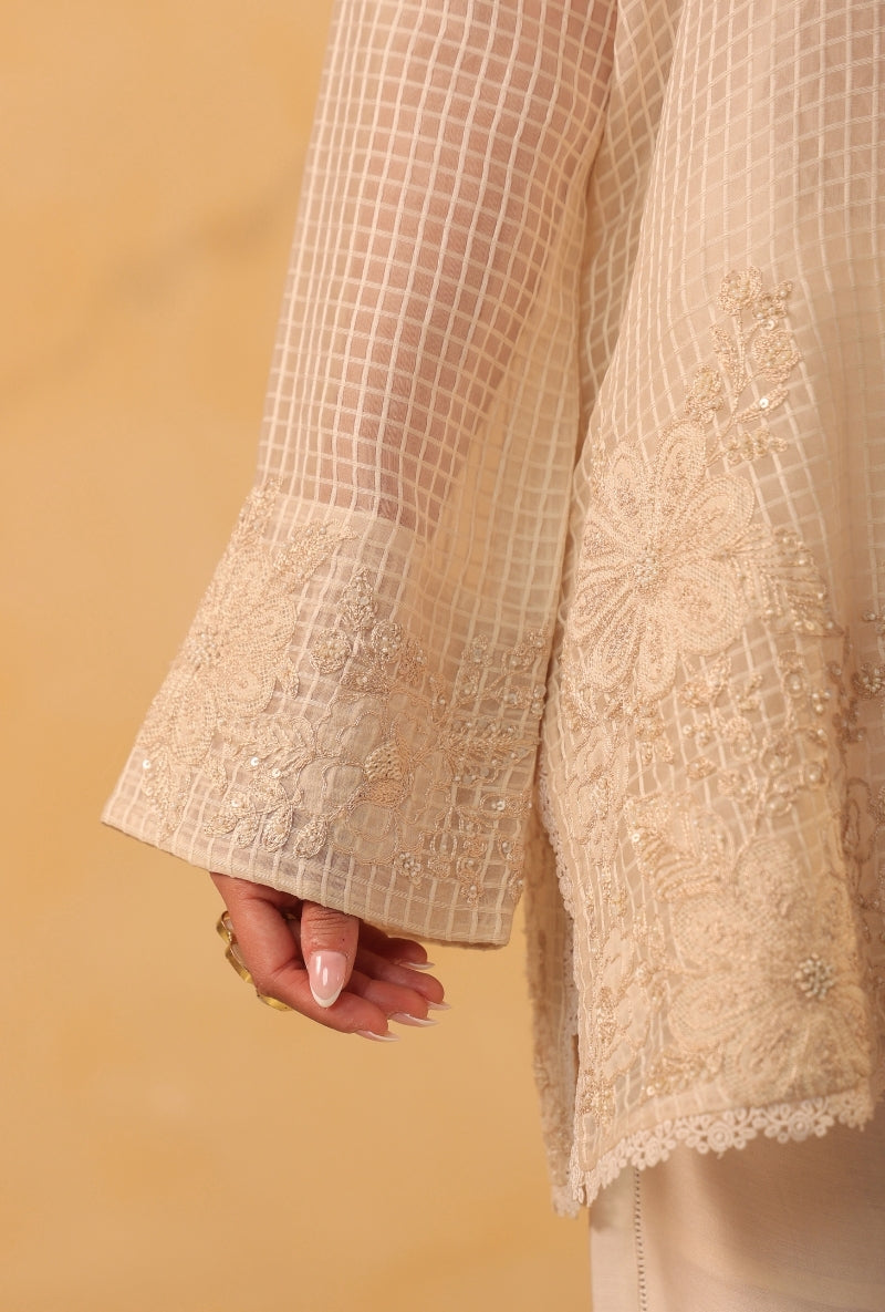 Ivory Heavy Applique Saaz Co-Ord Set