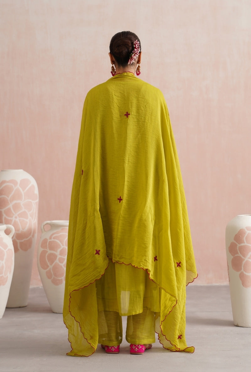 Lime Green Beadwork Prisha Kurta Set