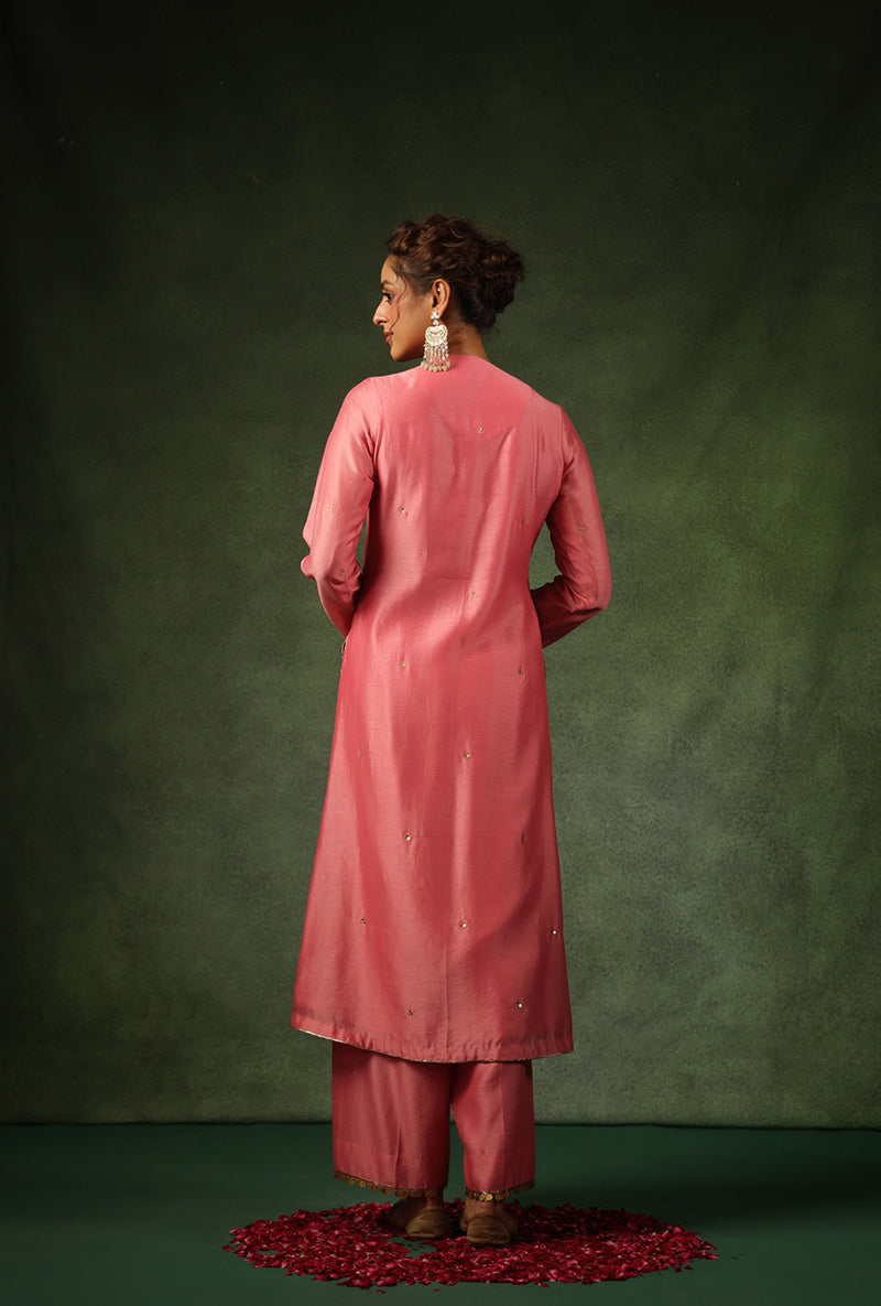Pink Heavy Zardosi Yoke Ishq Kurta Set