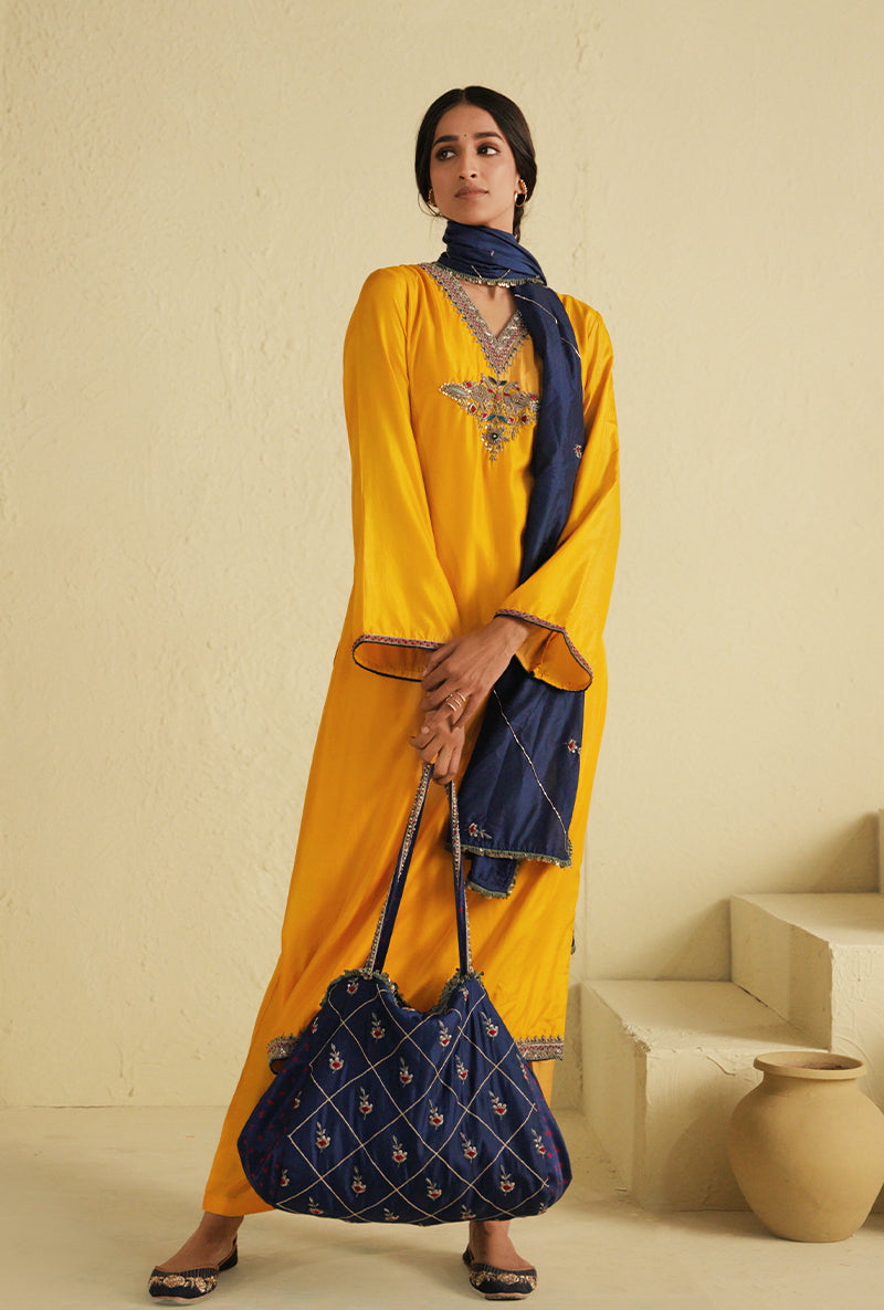 Yellow Straight Cut Noorie Kurta Set