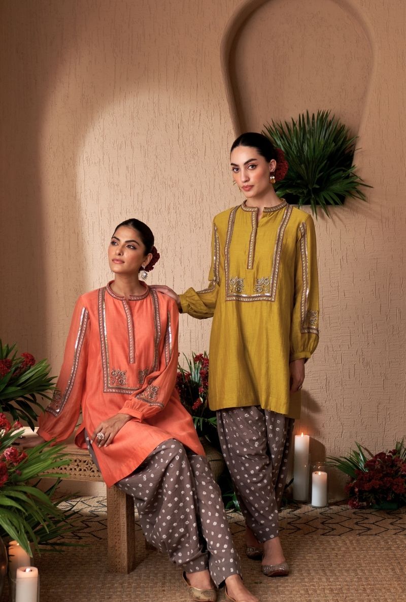Green Bandhej Dhoti Naveli Kurta Set