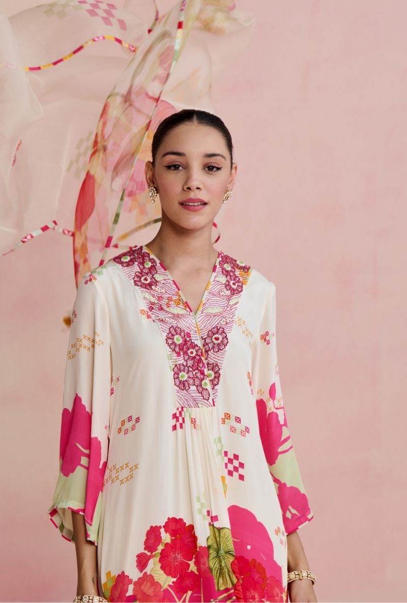 Multi Color Big Floral Printed Amara Kurta Set