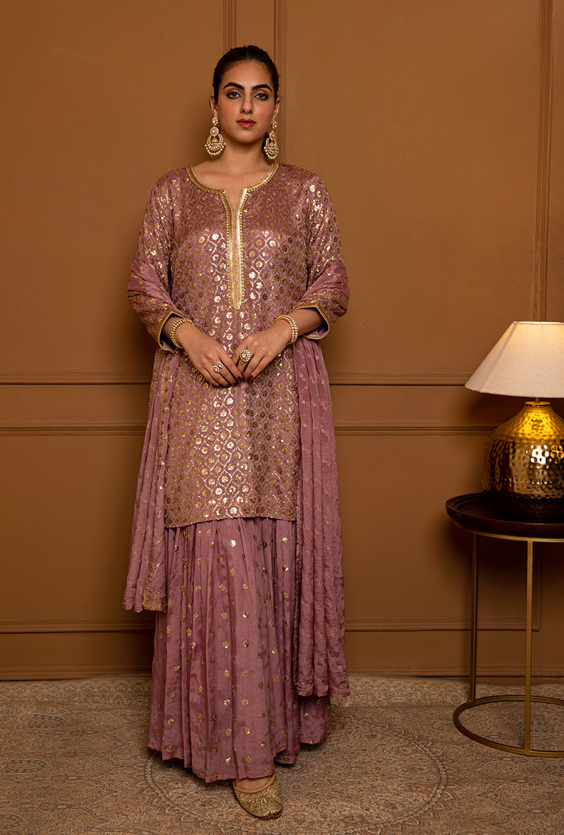 Onion Pink Sequin Hoor 2.0 Gharara Set