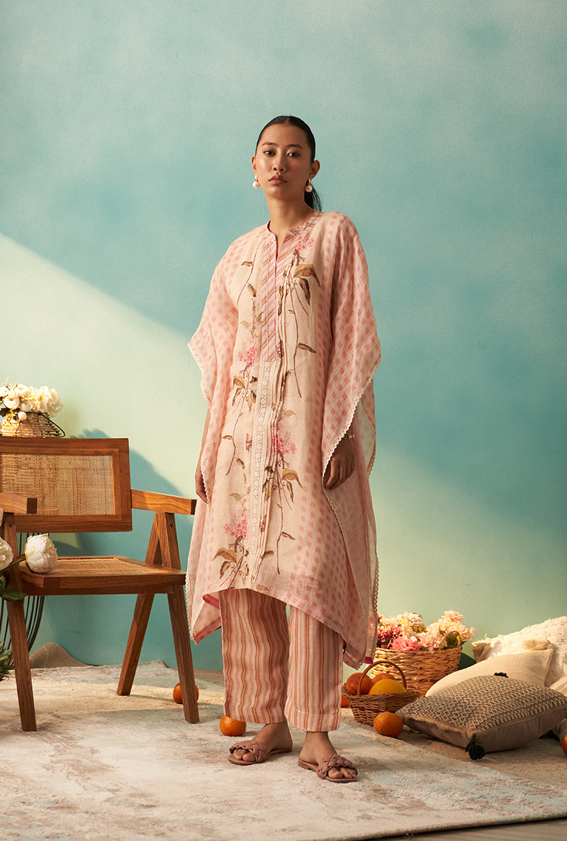 Pink Printed Noah Kaftan Kurta Set