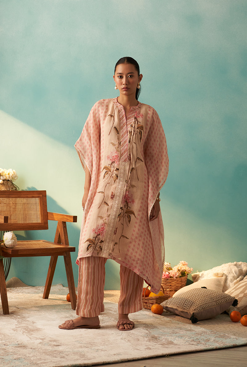 Pink Printed Noah Kaftan Kurta Set