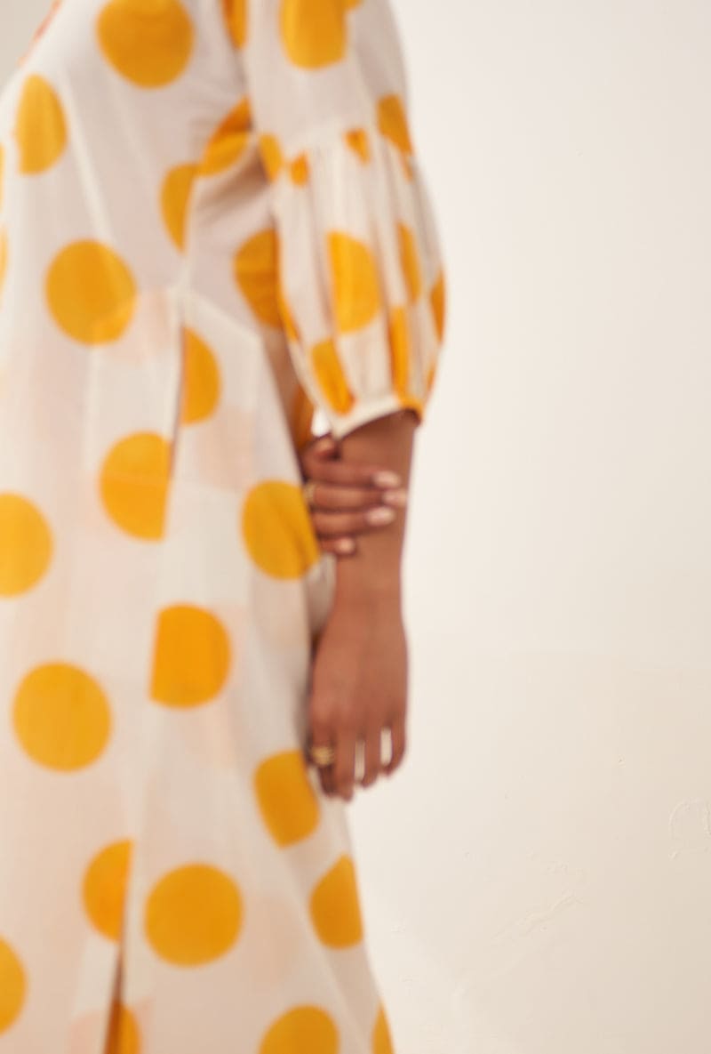 Meghna Nayyar in Yellow Polka Lovebirds Kurta Set