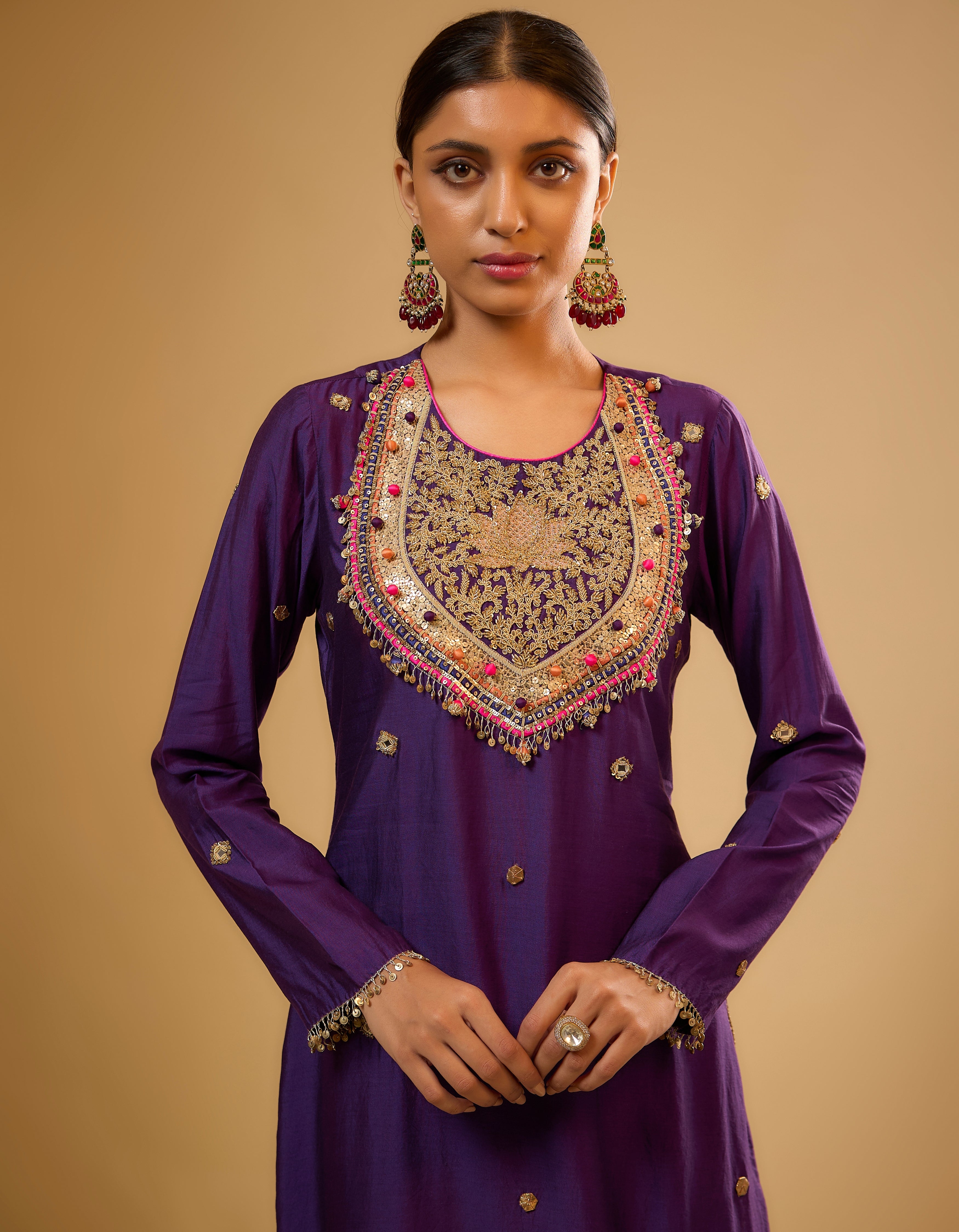Purple Lotus Yoke Rani Kurta Set