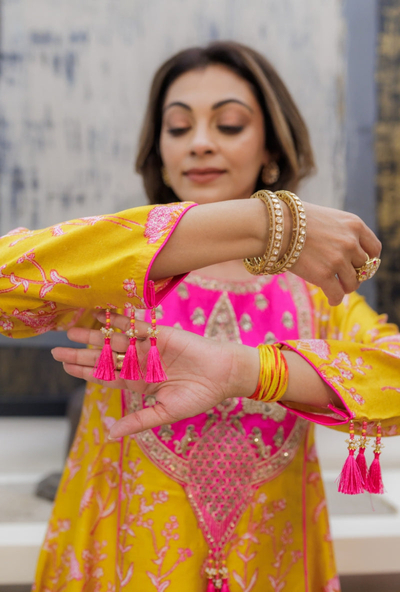 Meghna Nayyar in Mustard Heavy Yoke Block Print Kurta Set