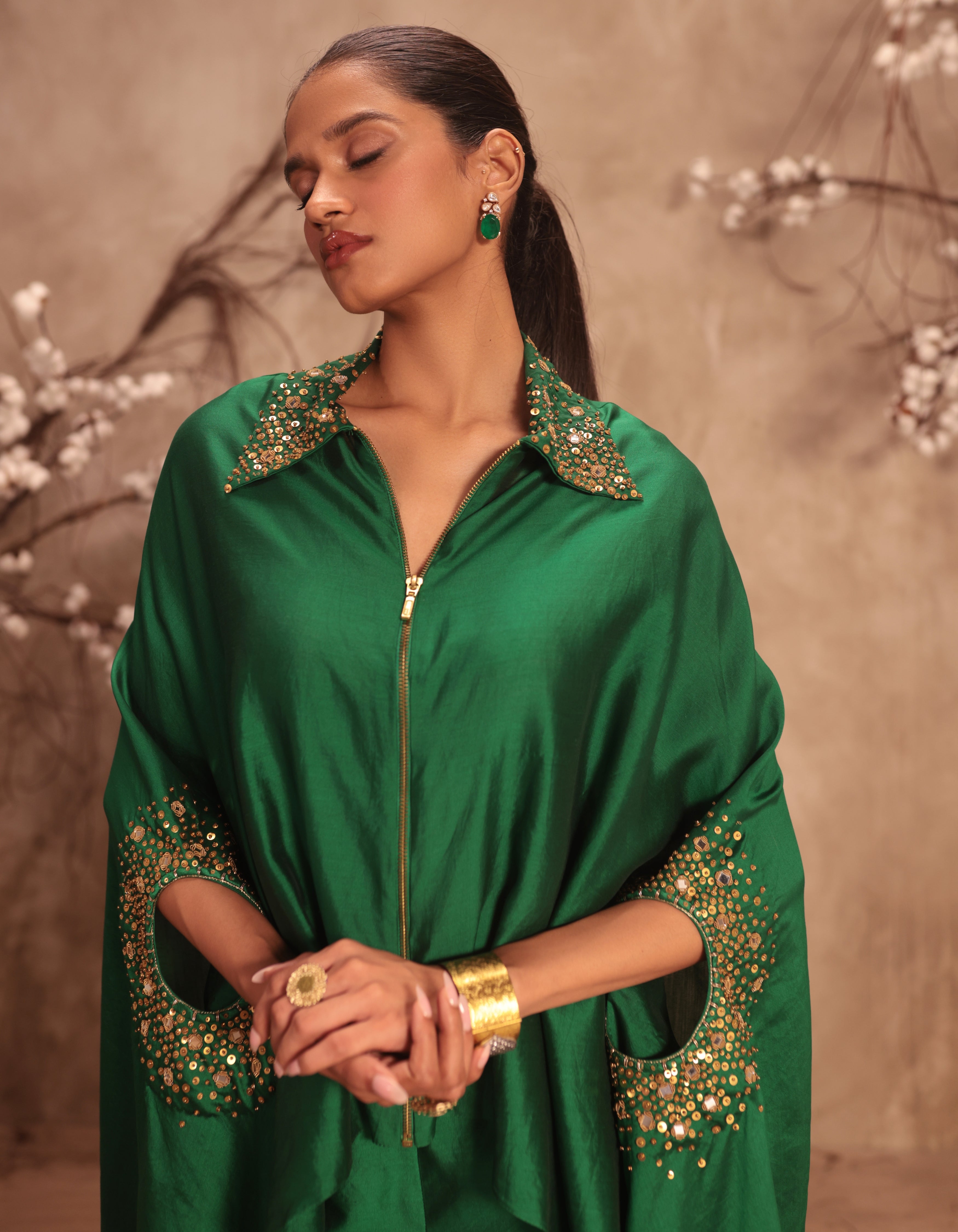 Green Cape Rani Co-ord Set