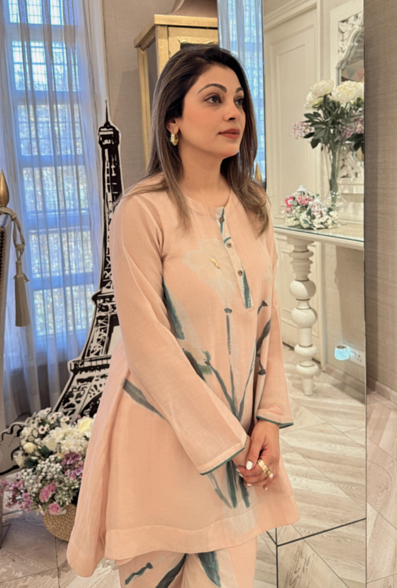 Meghna Nayyar Peach Printed Dahlia Co-ord Set