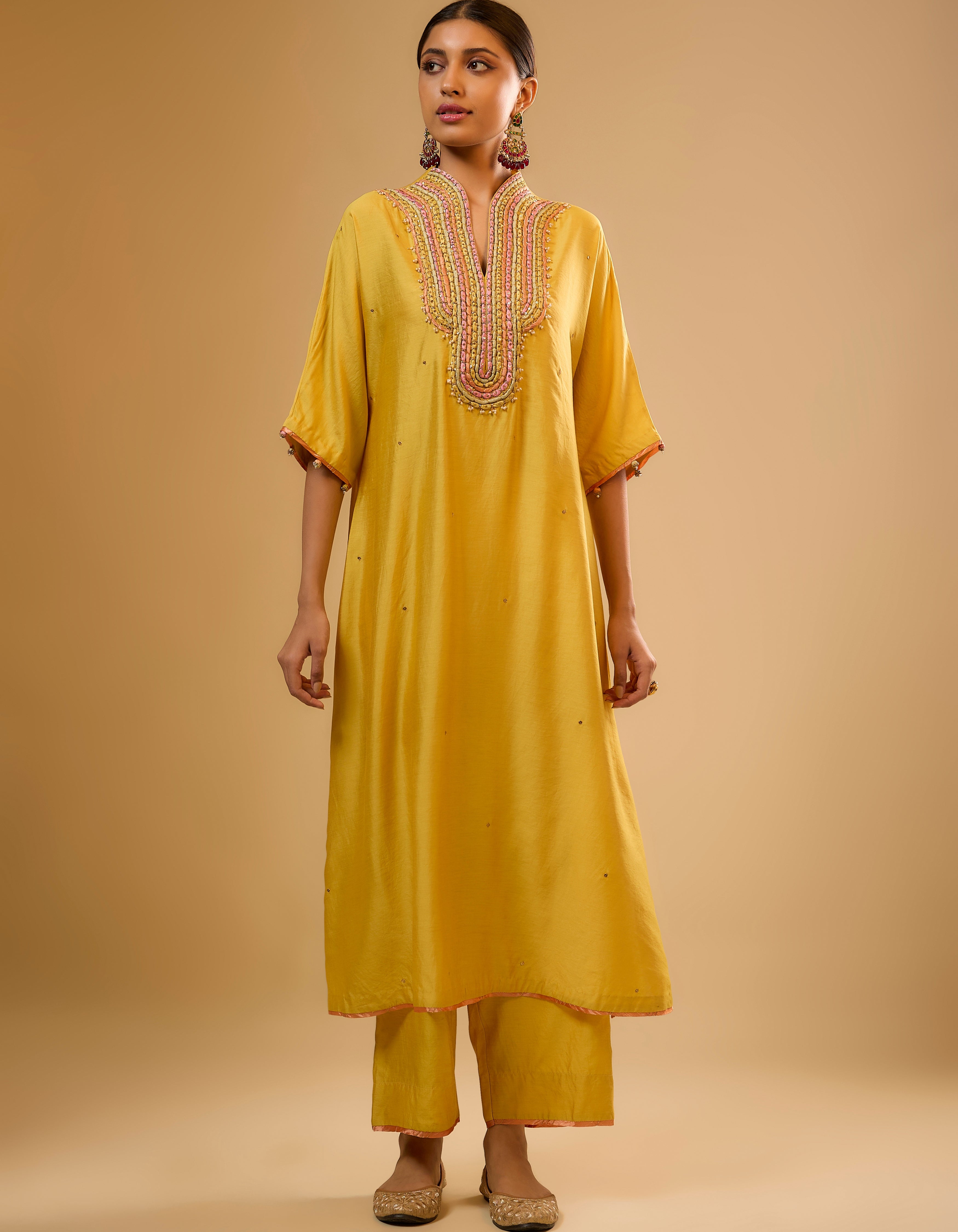 Yellow Dori Yoke Rani Kurta Set