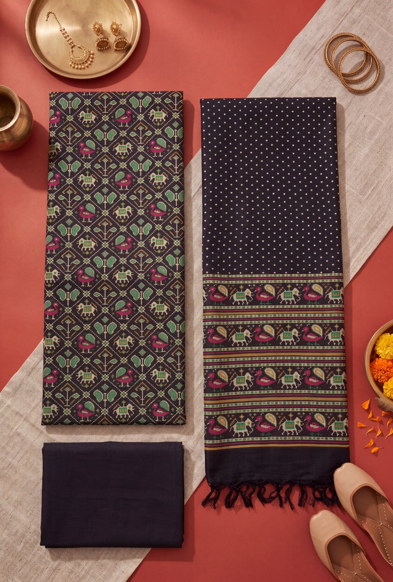 Patola Print All Over Unstitched Suit Set