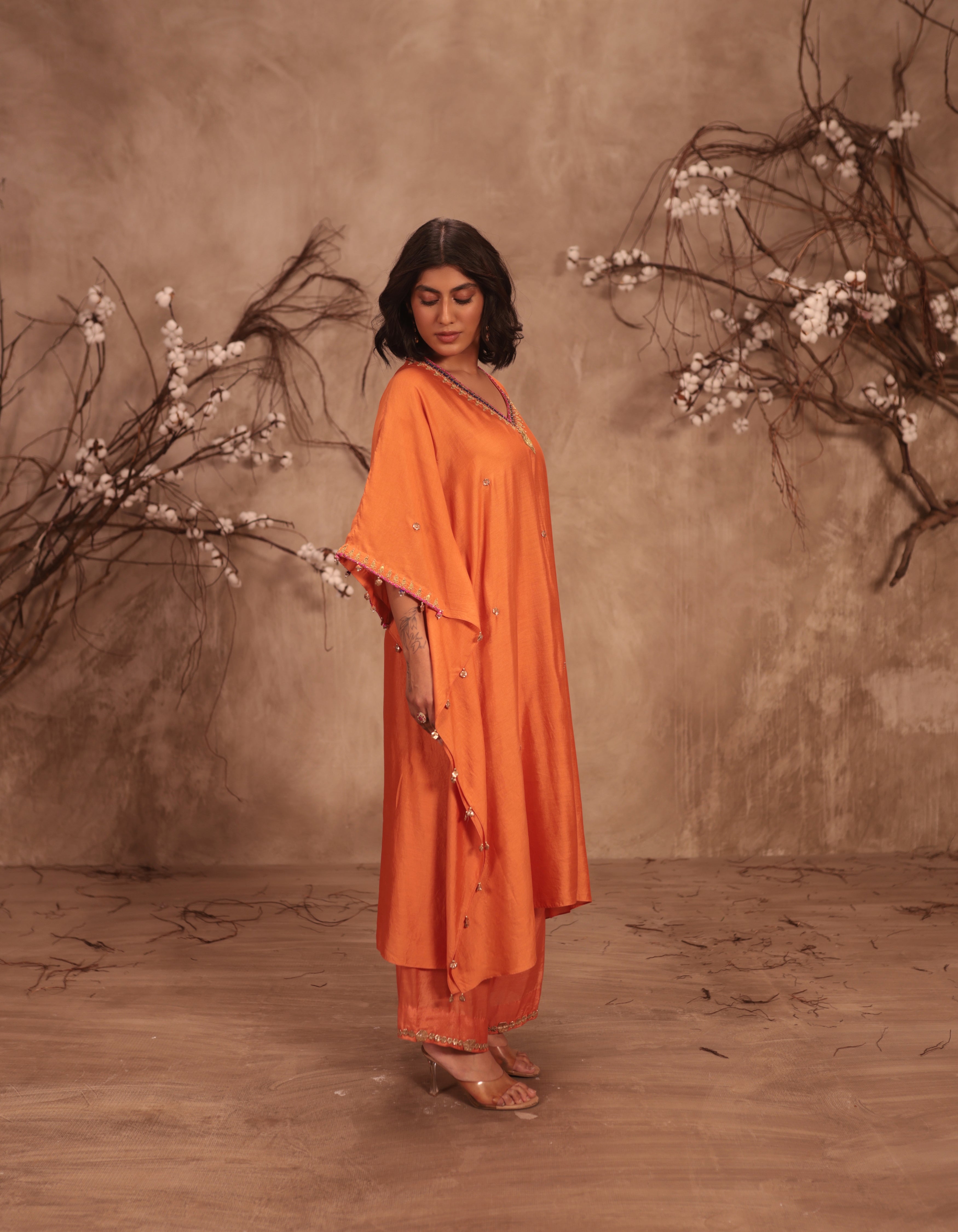 Orange Rani Kaftan Set
