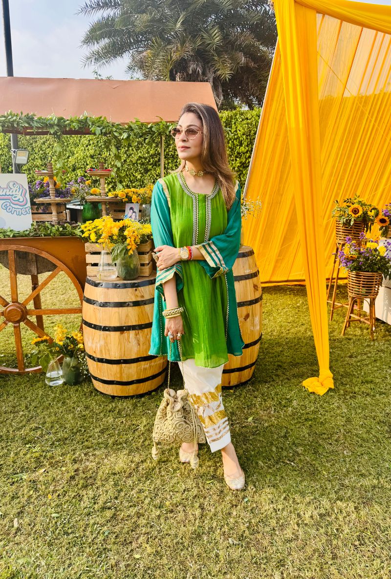 Meghna Nayyar in Green Choga Style Salwar Set