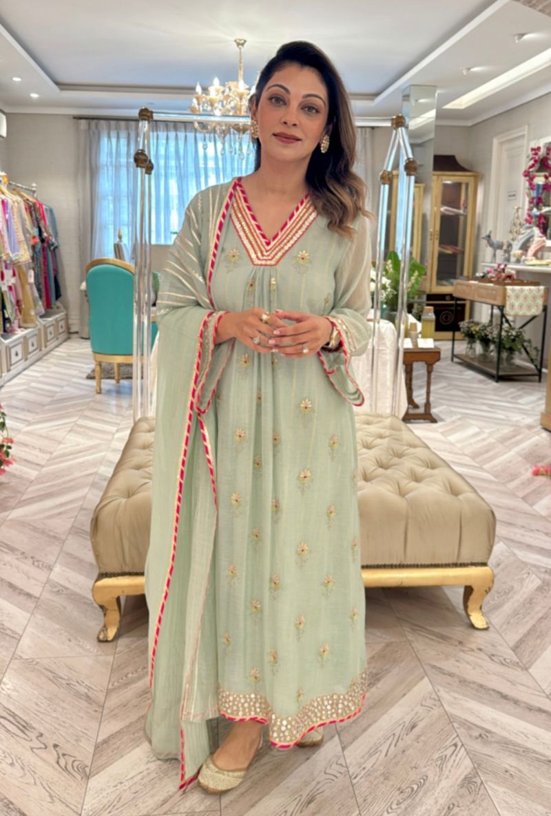 Meghna Nayyar in Aqua Gota & Resham Buti Morbagh Kurta Set