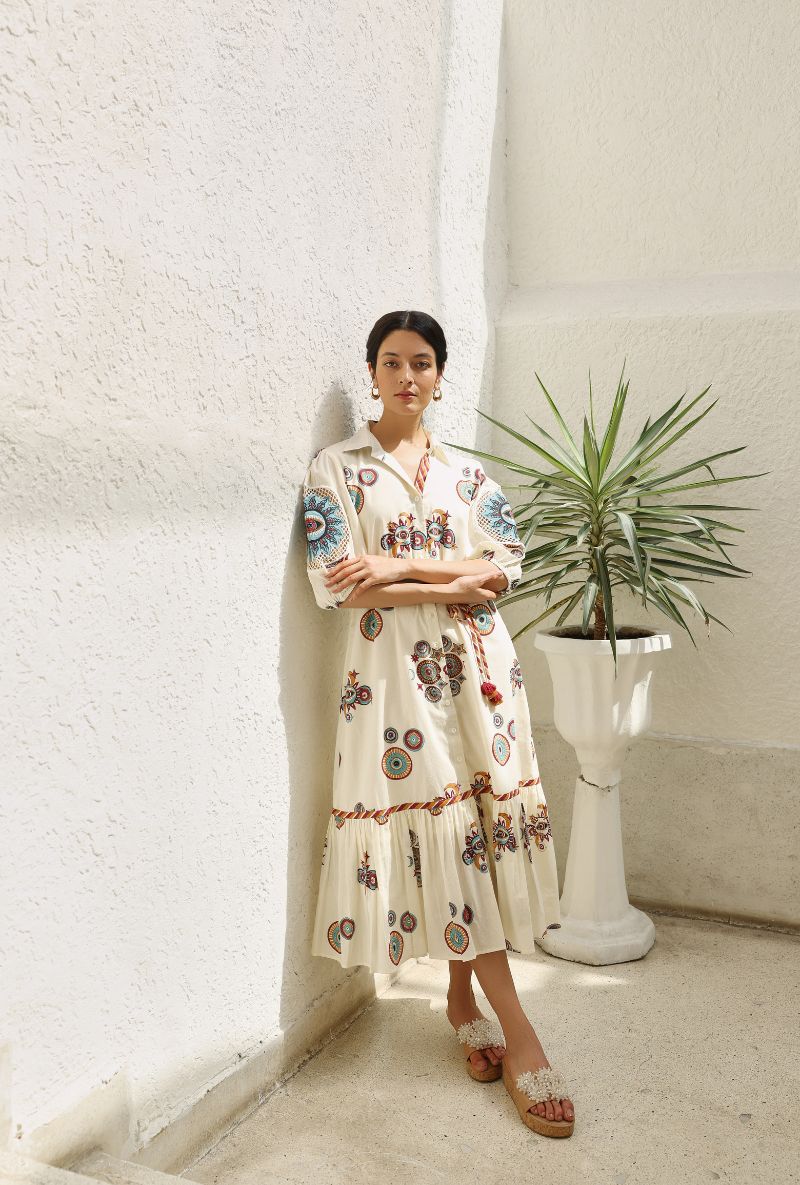 Ivory Sun &amp; Moon Gaze Long Dress
