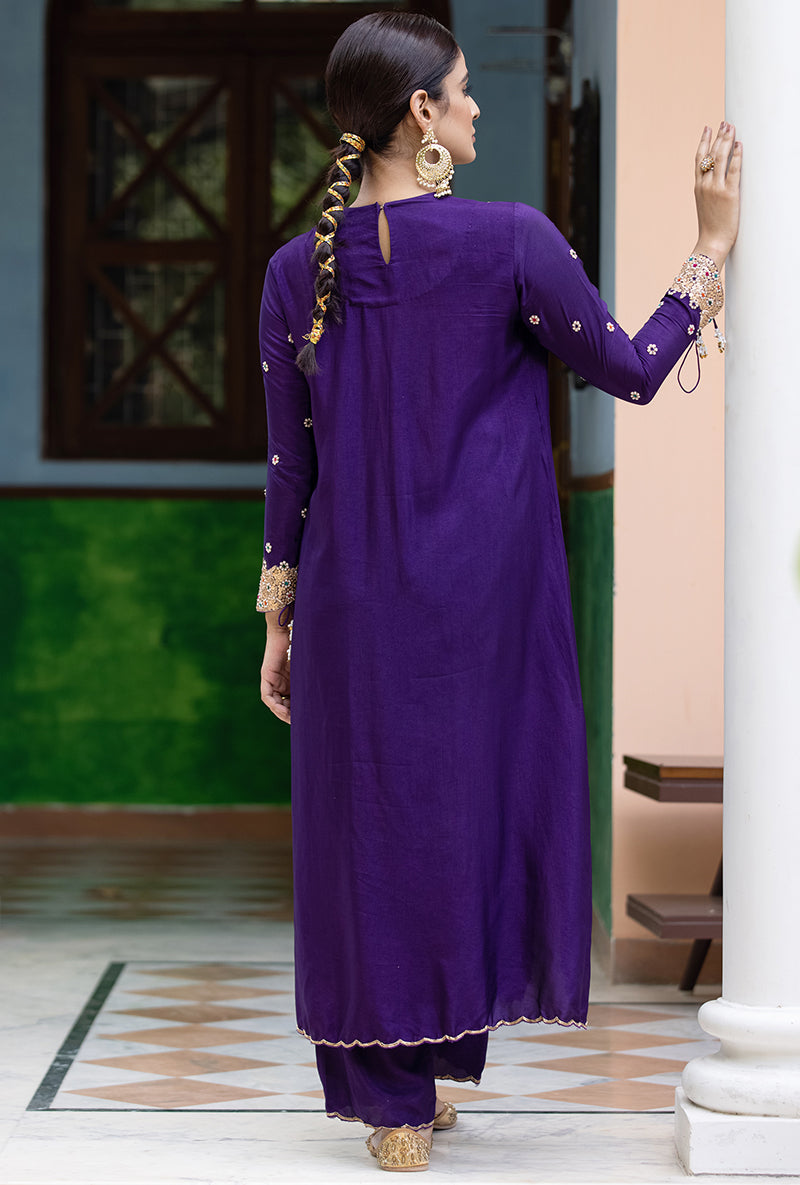 Surbhi Jyoti In Purple Choker Neck Aayat Kurta Set