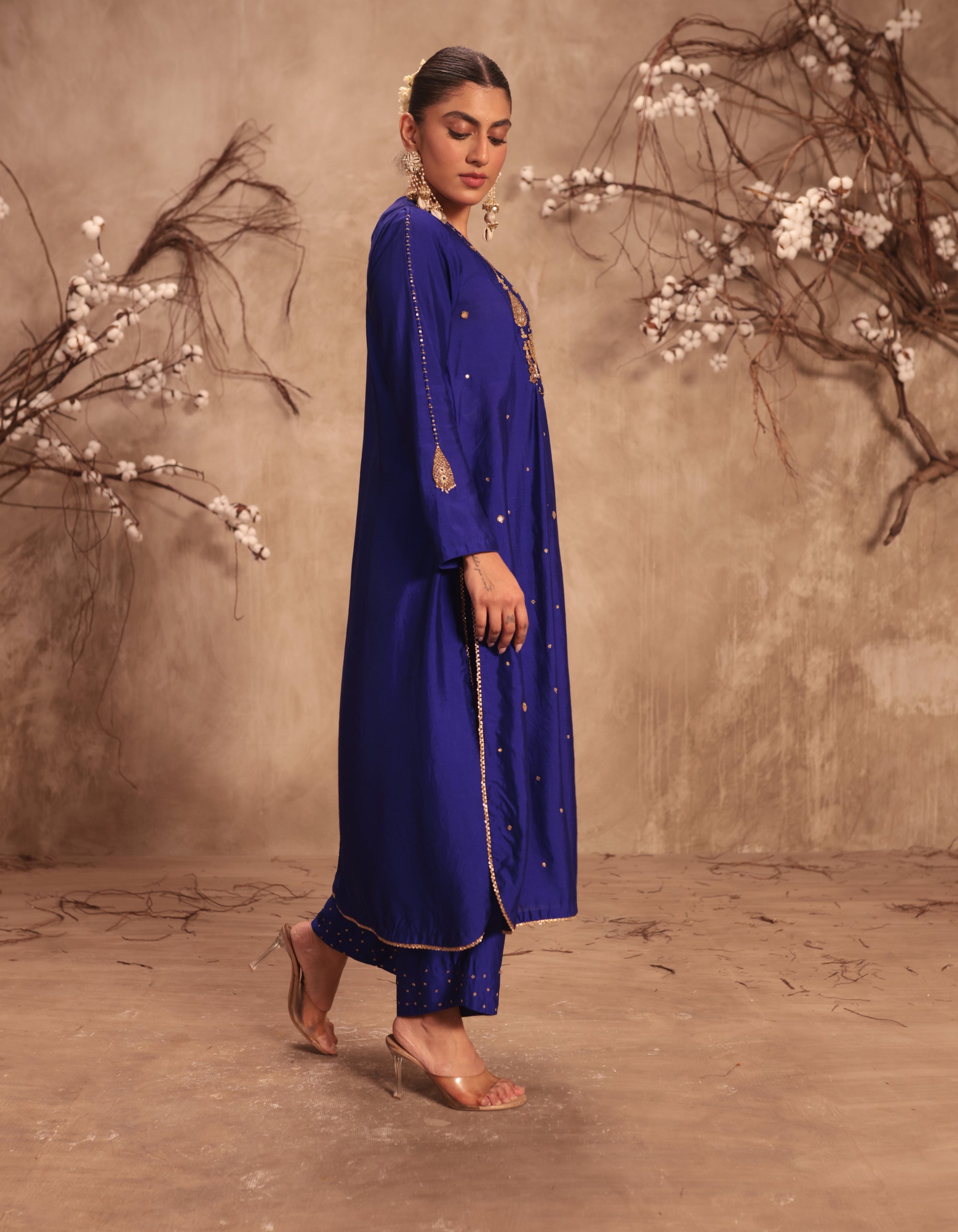 Indigo Frockstyle Rani Kurta Set