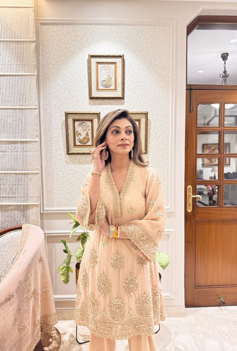 Meghna Nayyar in Light Punk Bell Sleeve Nadira Farshi Salwar Set