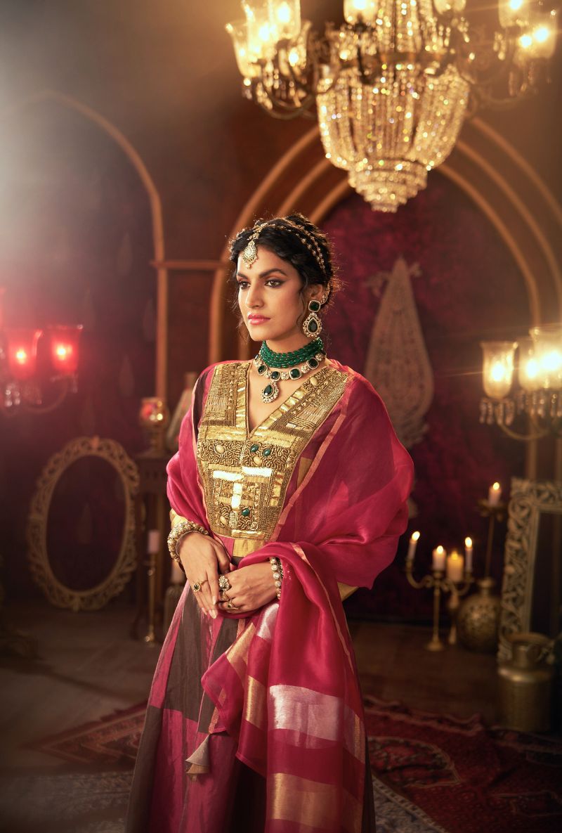 Magenta Antique Sequin Work Kainaat 2.0 Anarkali Set