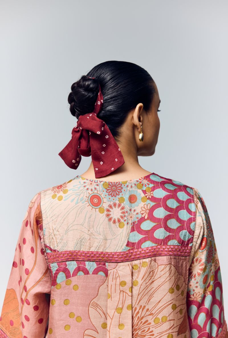Magenta Pink Hand Printed Kaftan Sleeves Eden Co-Ord Set