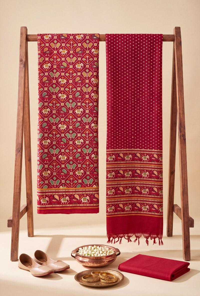 Patola Print All Over Unstitched Suit Set