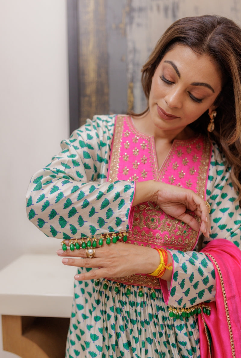Meghna Nayyar in Ivory Heavy Yoke Block Print Kurta Set