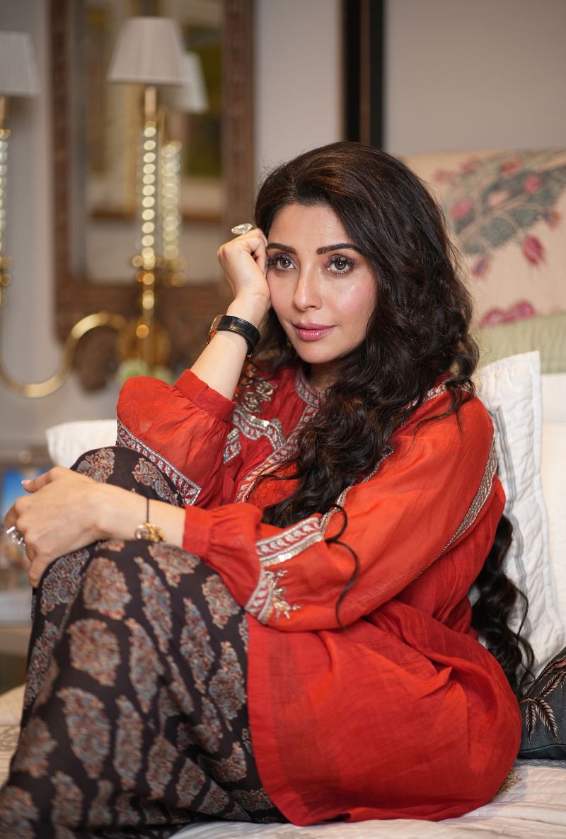 Jai Madaan in Red Dhoti Kurta Set