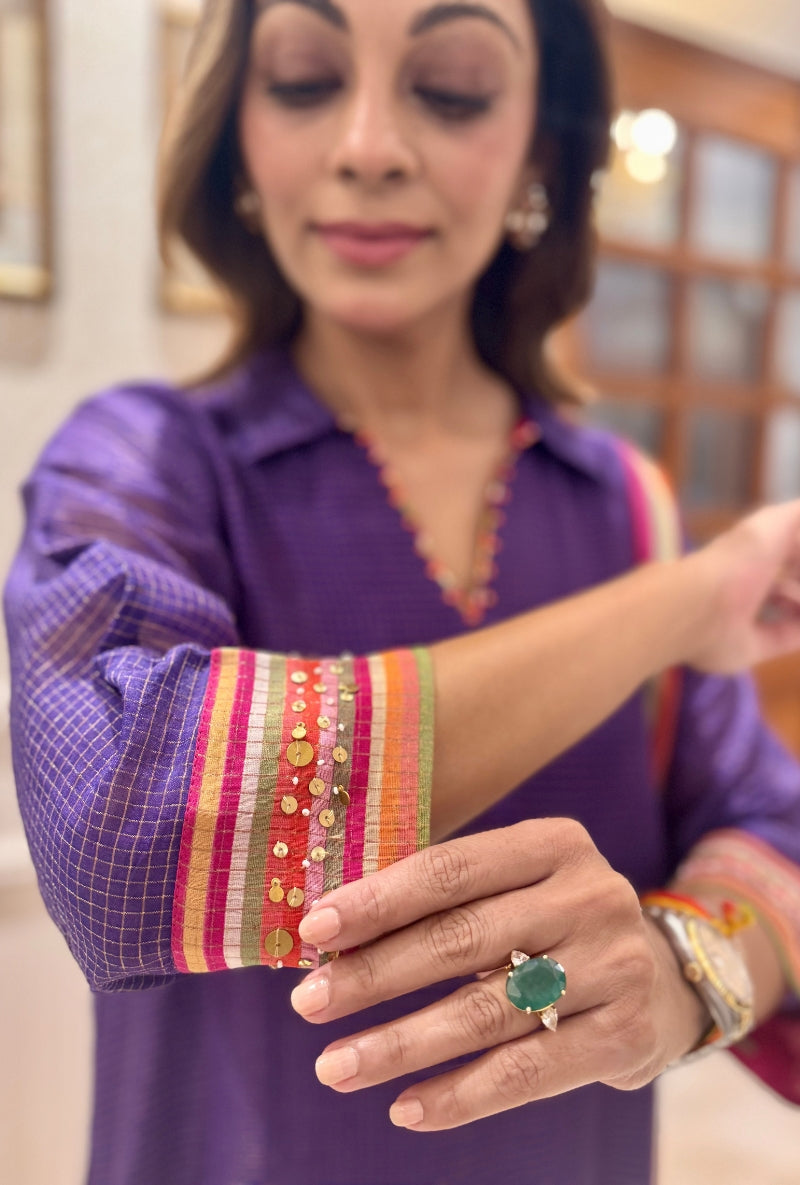 Meghna Nayyar in Purple Flower Butta Kurta Set