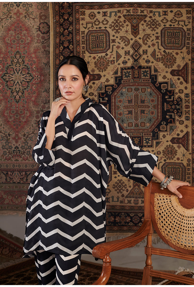 Black Chevron Aalam Co-ord Set