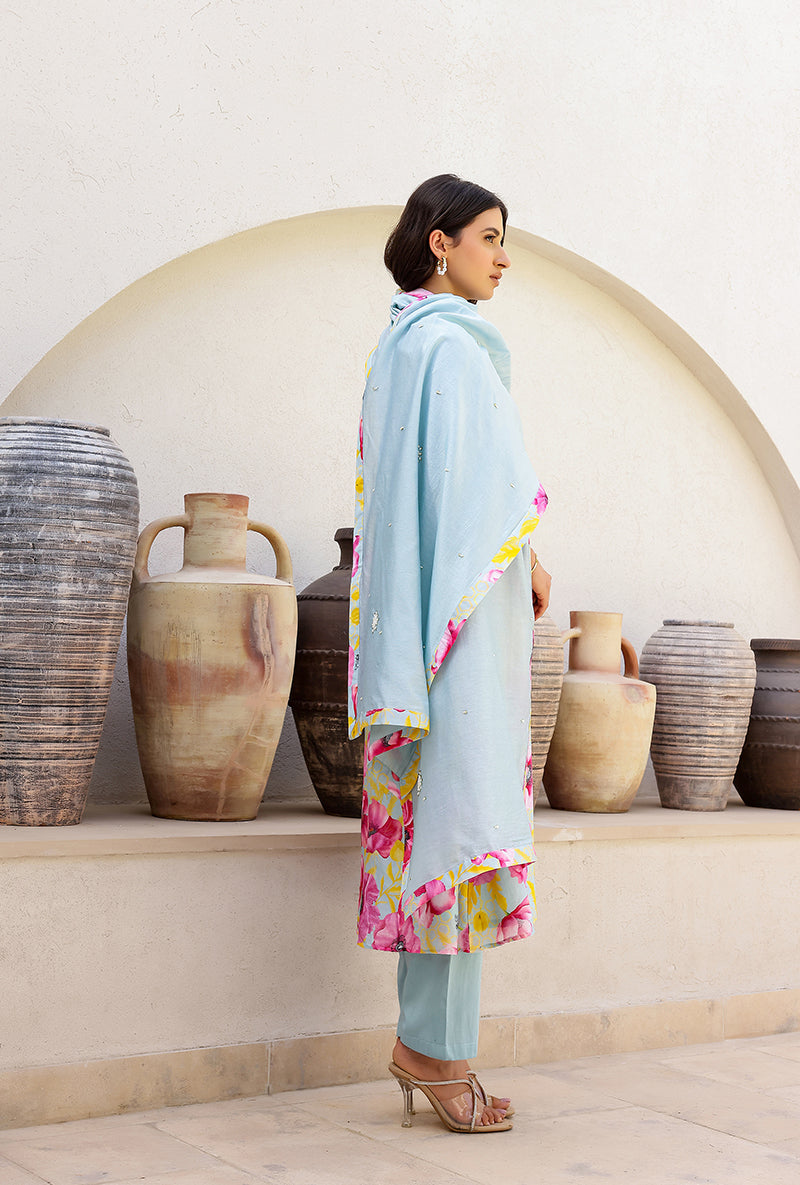Mint Garden Printed Collar Magnolia Kurta Set