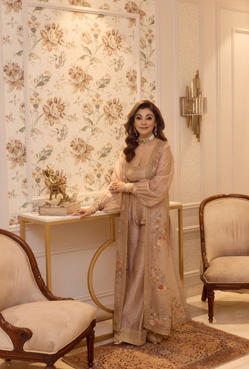 Meghna Nayyar in Ivory Mehfil Cape Set