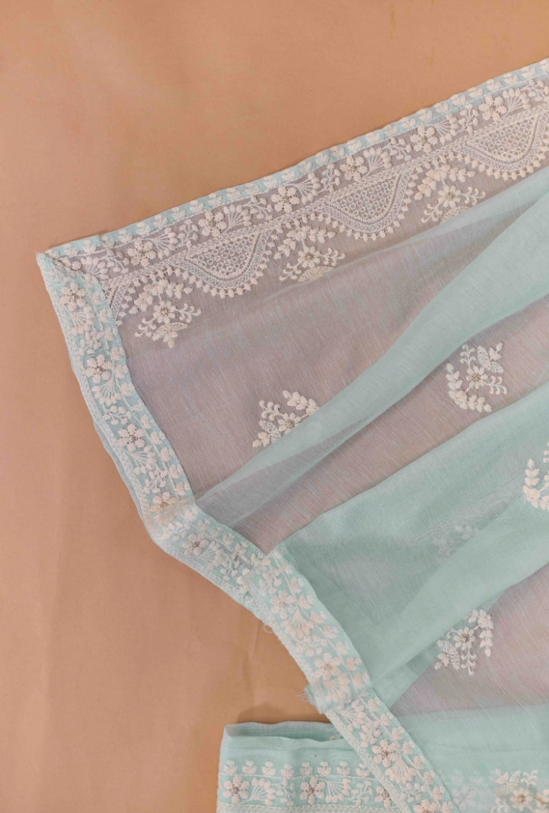 Lucknowi Embroidery Unstitched Suit Set