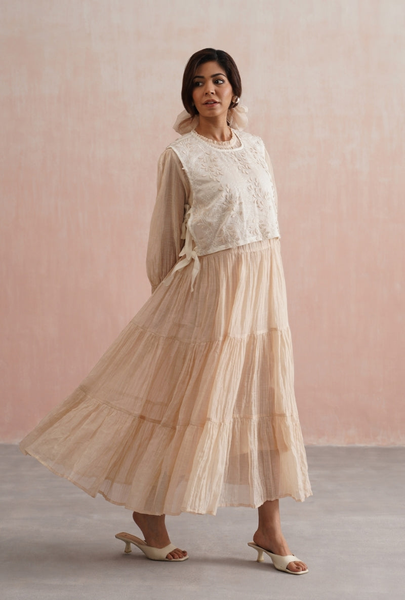 Beige Tier Prisha Dress