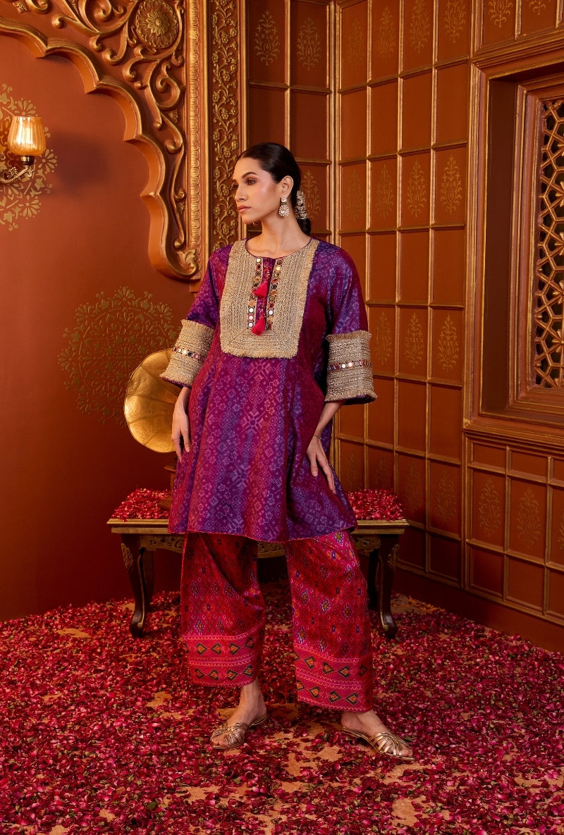 Purple Embroidered Yoke Oorja Salwar Set