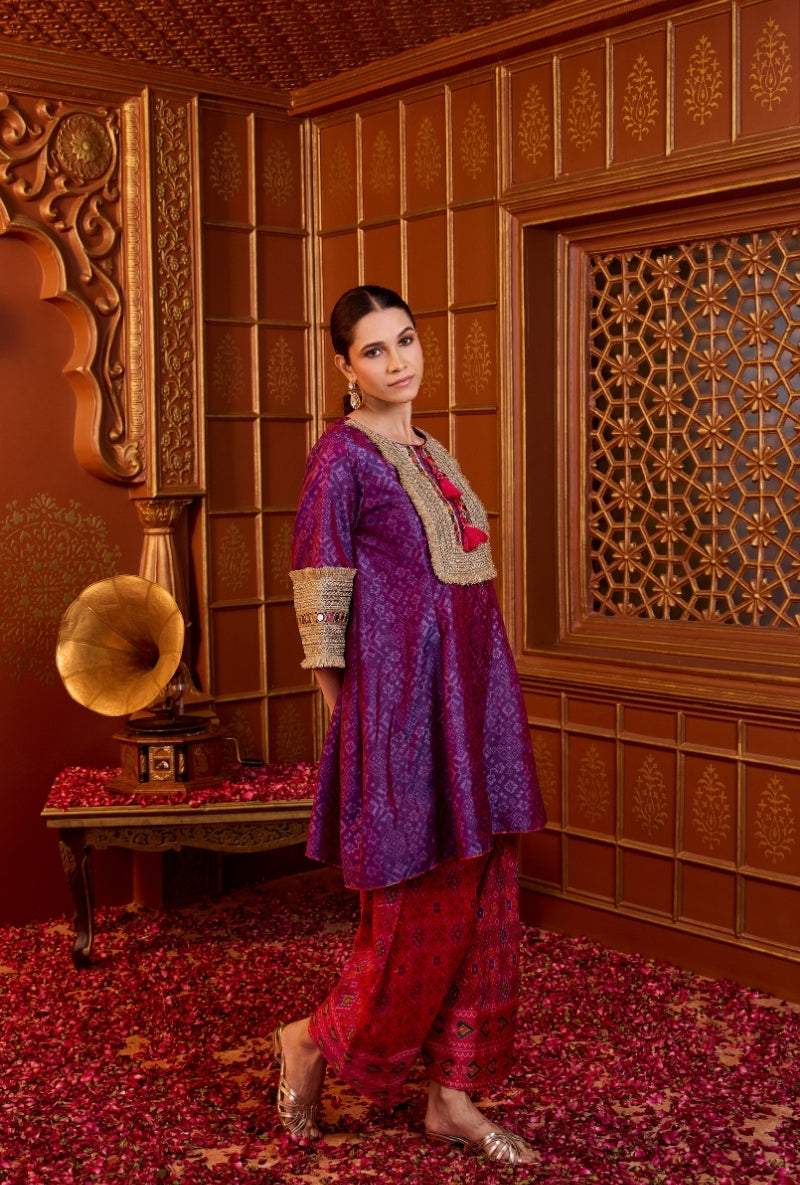 Purple Embroidered Yoke Oorja Salwar Set