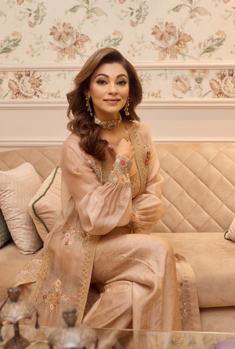 Meghna Nayyar in Ivory Mehfil Cape Set