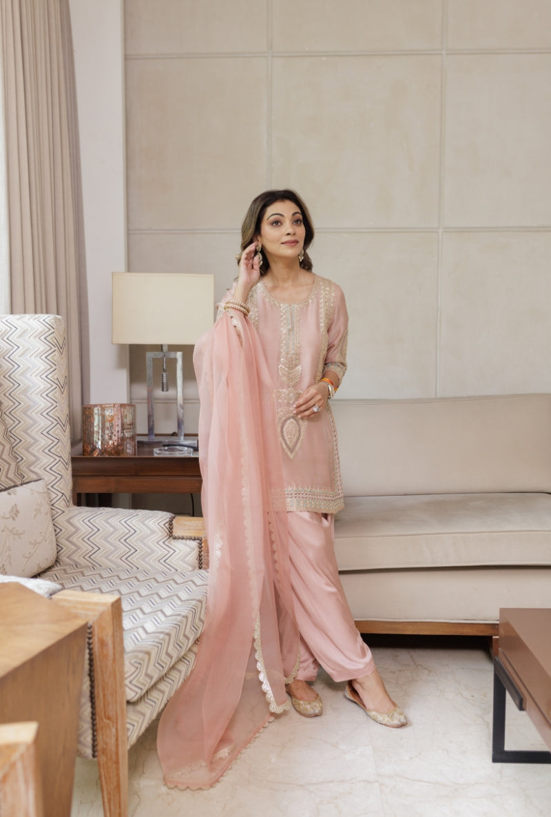Meghna Nayyar in Light Pink Gota Rectangle Yoke Salwar Set