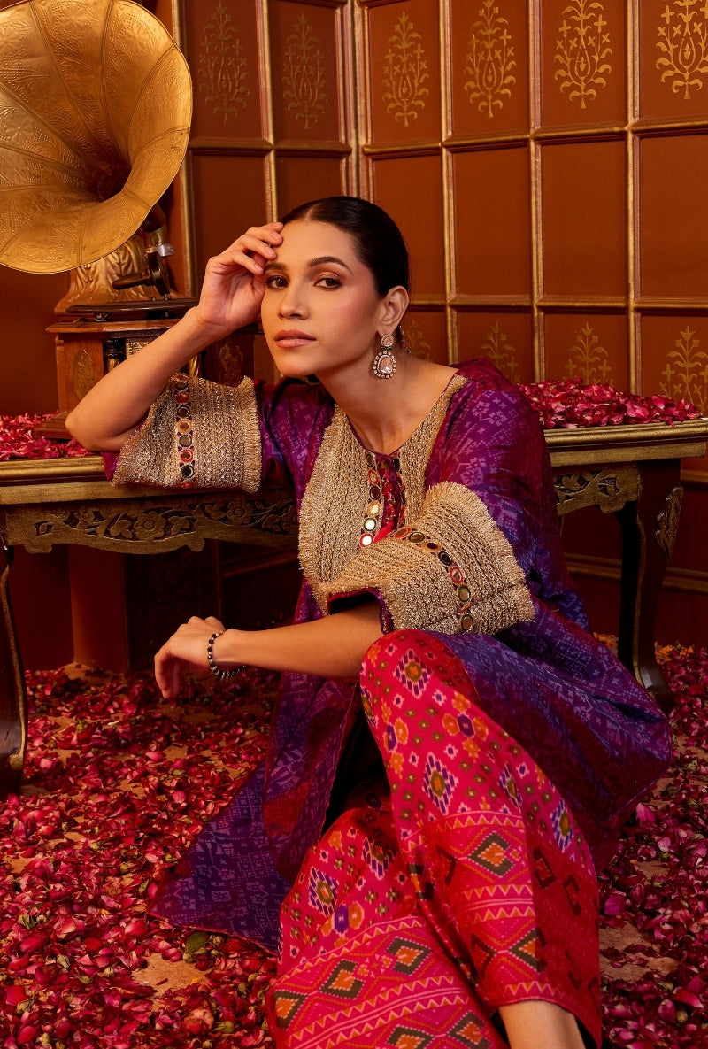 Purple Embroidered Yoke Oorja Salwar Set