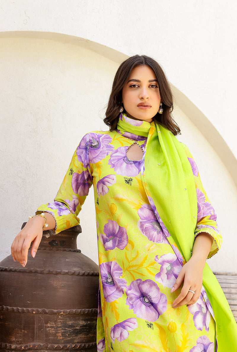 Green Garden Printed Straight Magnolia Kurta Set